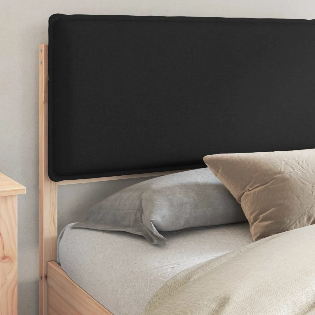 Letto con Testiera Rivestita Nero 200 x 200 cm Pino massello