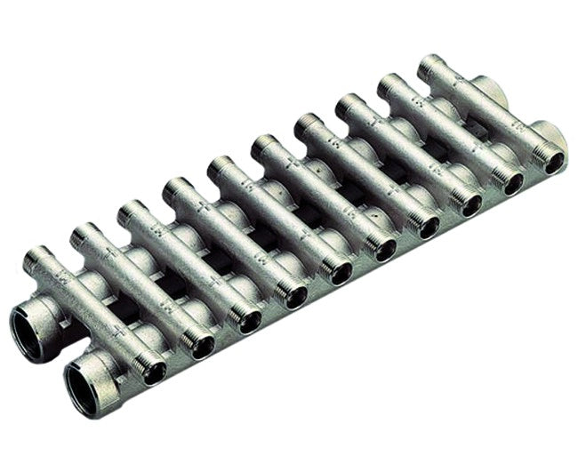 COLLETTORE COMPATTO IN OTTONE NICHELATO PER RISCALDAMENTO 3/4*1/2 4+4   TIEMME RACCORDERIE SPA