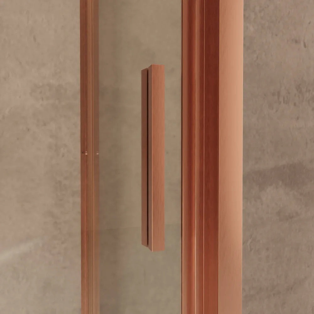 Box doccia tre lati 70x120x70cm con porta scorrevole profili rame spazzolato vetro 6mm trasparente anticalcare h190| Portofino