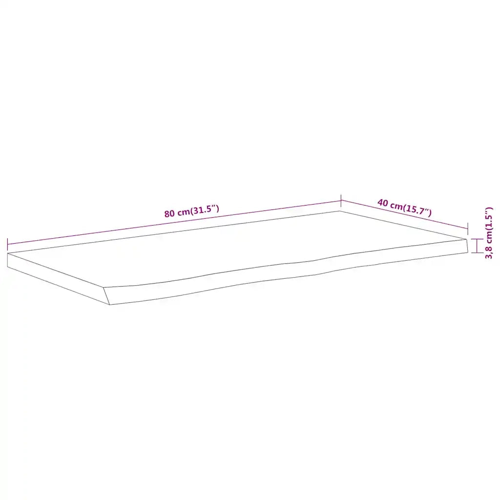 Dessus de table 80x40x3,8 cm rectangulaire bois massif acacia