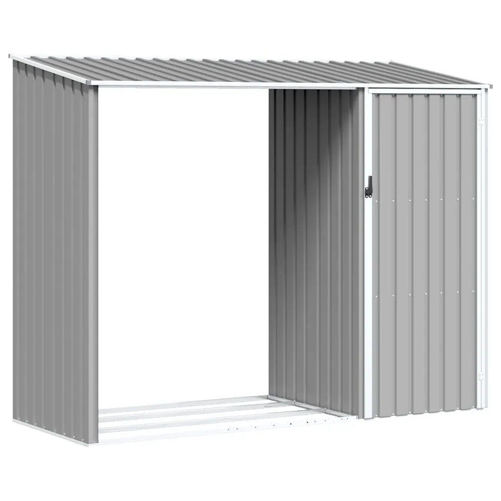 Capanno per Legna Grigio 245x98x159 cm in Acciaio Zincato