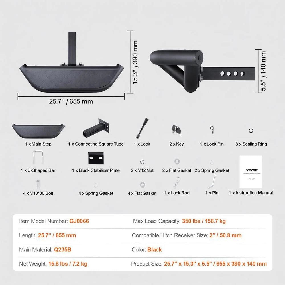 Towbar Step For 50.8 Mm Receivers, Truck-type Steel Towbar With A 158.7 Kg Load Capacity, Tailgate Towbar Step, Towbar Steps For Pickup Trucks And SUVs