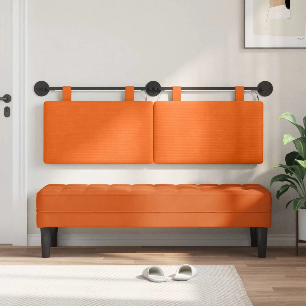 Testiera | Testata sospesa Con luce LED Arancione Tessuto in Cords