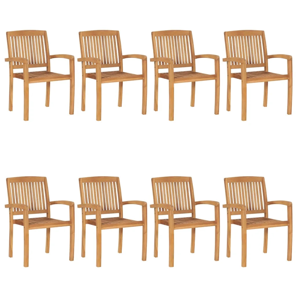 Sedie da Giardino Impilabili 8 pz con Cuscini Massello di Teak 3073281