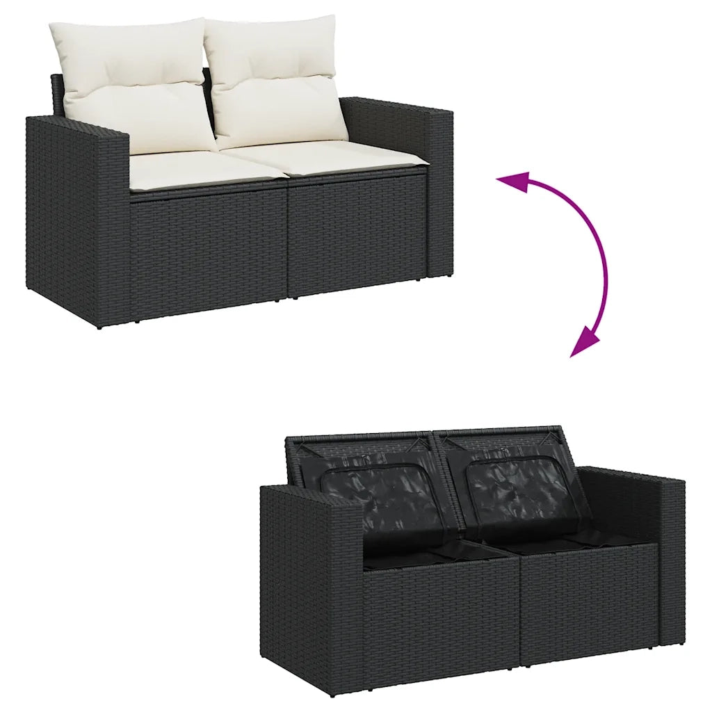 Set Divani da Giardino con Cuscini 7pz Nero Polyrattan 3327045
