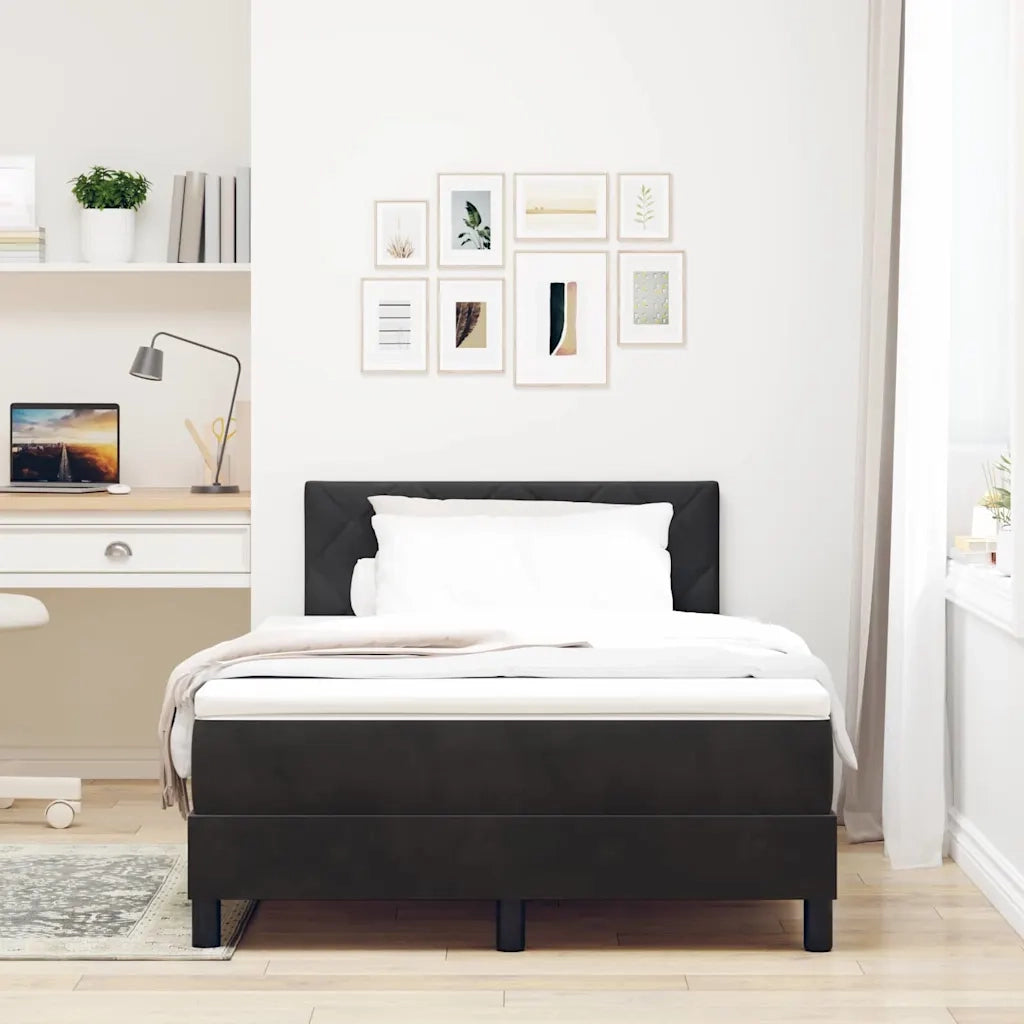 Letto a Sorgente LED con materasso Nero 120 x 190 cm Velluto