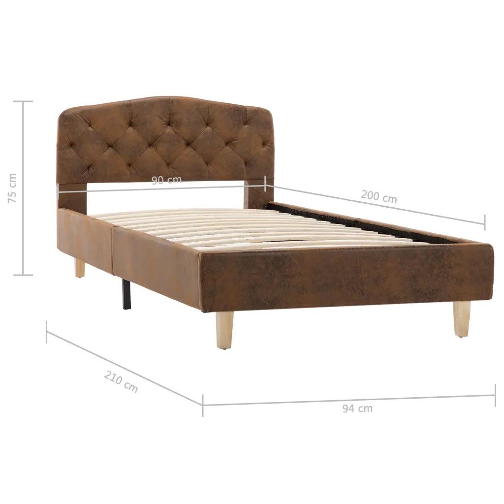 Giroletto-Struttura Letto Marrone in Similpelle Scamosciata 90x200 cm 615898