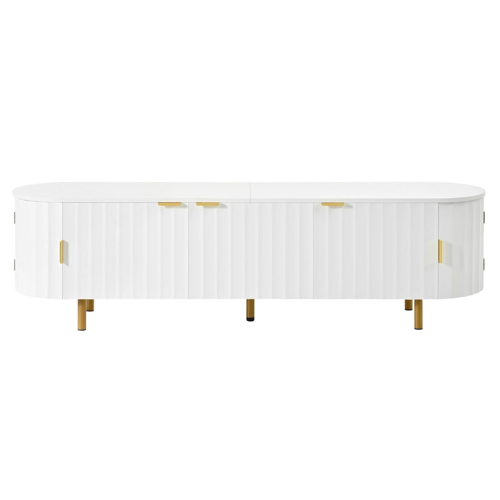 Mobile porta TV bianco da 170 cm in MDF con cinque ante scanalate