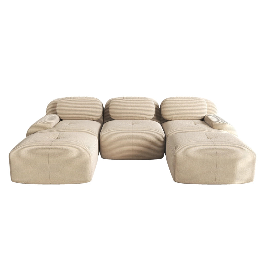 Divano angolare modulare beige in velluto a coste; senza montaggio; con imbottitura 32D HOMVRA