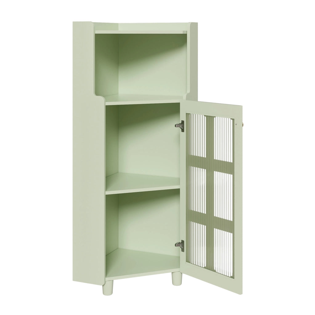 Mobile angolare 63,5x124 cm con LED controllati tramite app in MDF verde