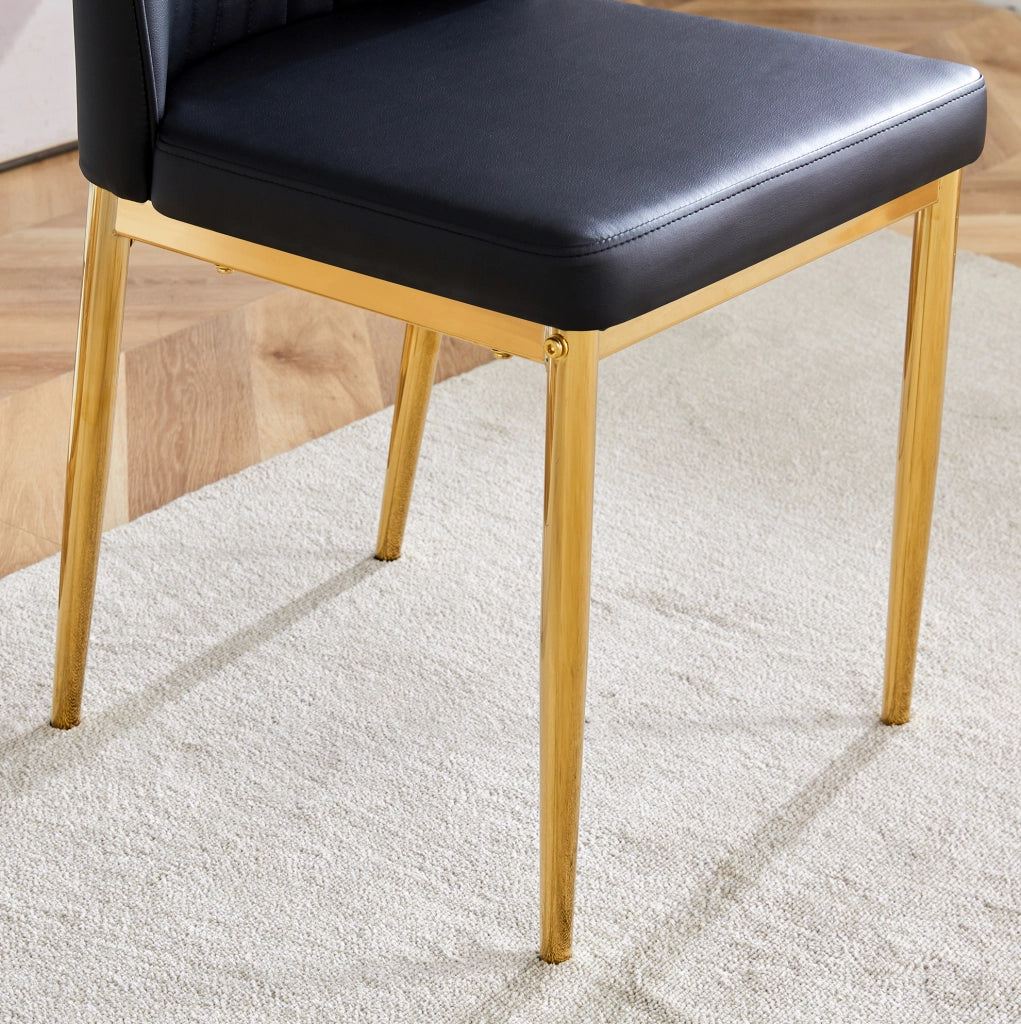 Set di 4 sedie da sala da pranzo 43 x 42,5 x 92,5 cm in similpelle nera e oro