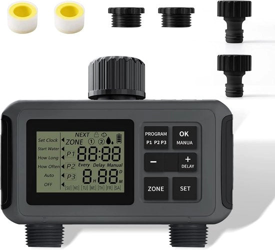 Computer di Irrigazione con 2 Uscite - Timer Intelligente per Giardino e Serra