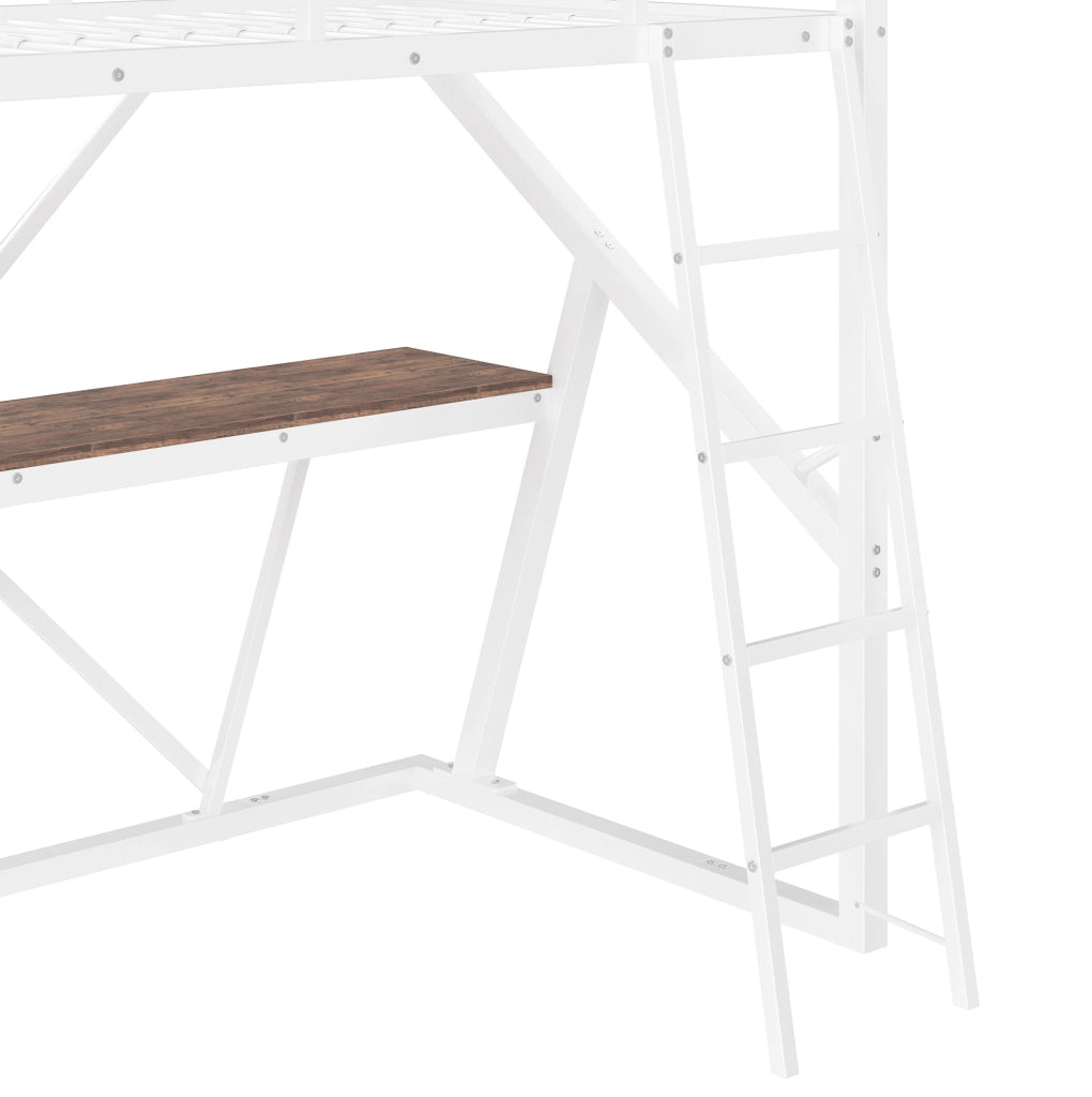 Letto a soppalco 90x200 con scrivania, scala e LED multicolore
