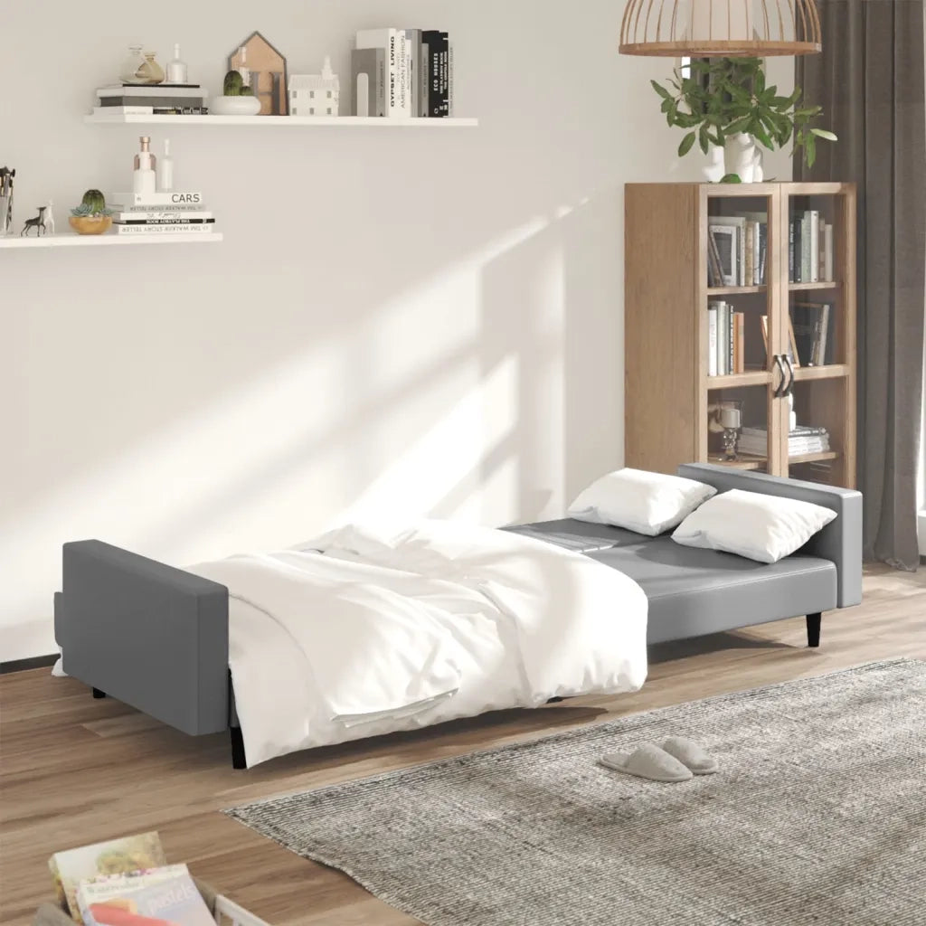 Divano letto | Sof¨¤ letto | Letto singolo a 2 Posti Grigio in Similpelle
