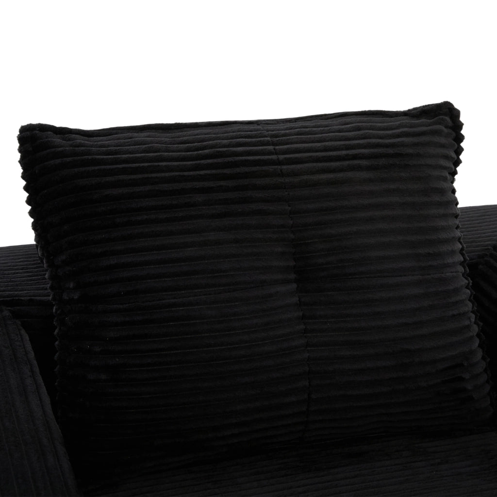 Divano letto 122x98x80 cm pieghevole in velluto a coste nero