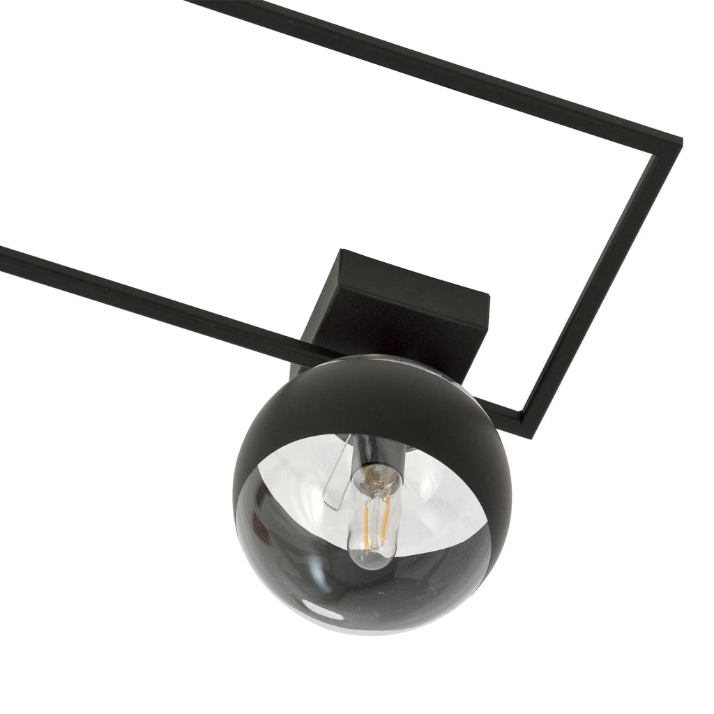 Plafoniera Moderna Perseo Acciaio Nero Trasparente Mod1 1 Luce E14
