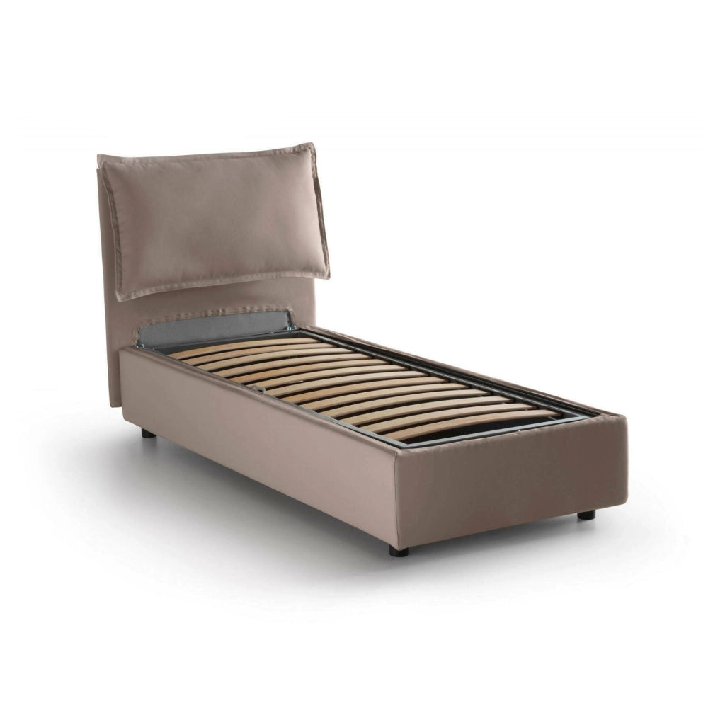 Azzurrino, Letto Singolo Sfoderabile Made in Italy, Grigio Tortora