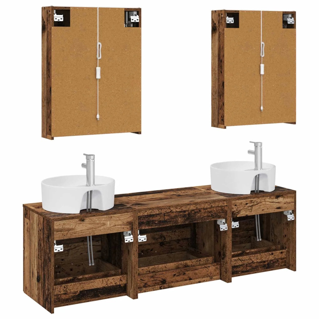 Set di mobili per il bagno 5 pz Legno antico 3406893