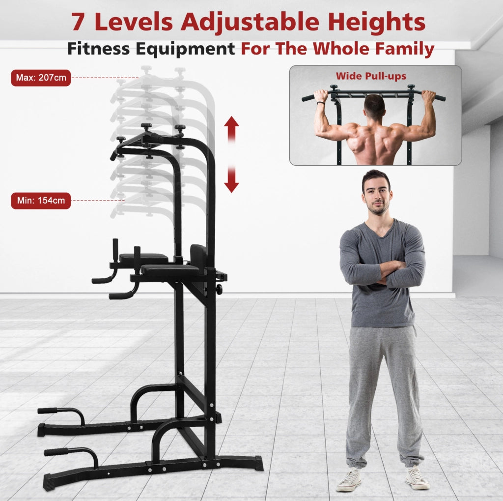 Power Tower multifunzione per esercizi con barra pull-up regolabile in altezza fino a 230 cm, struttura in metallo resistente