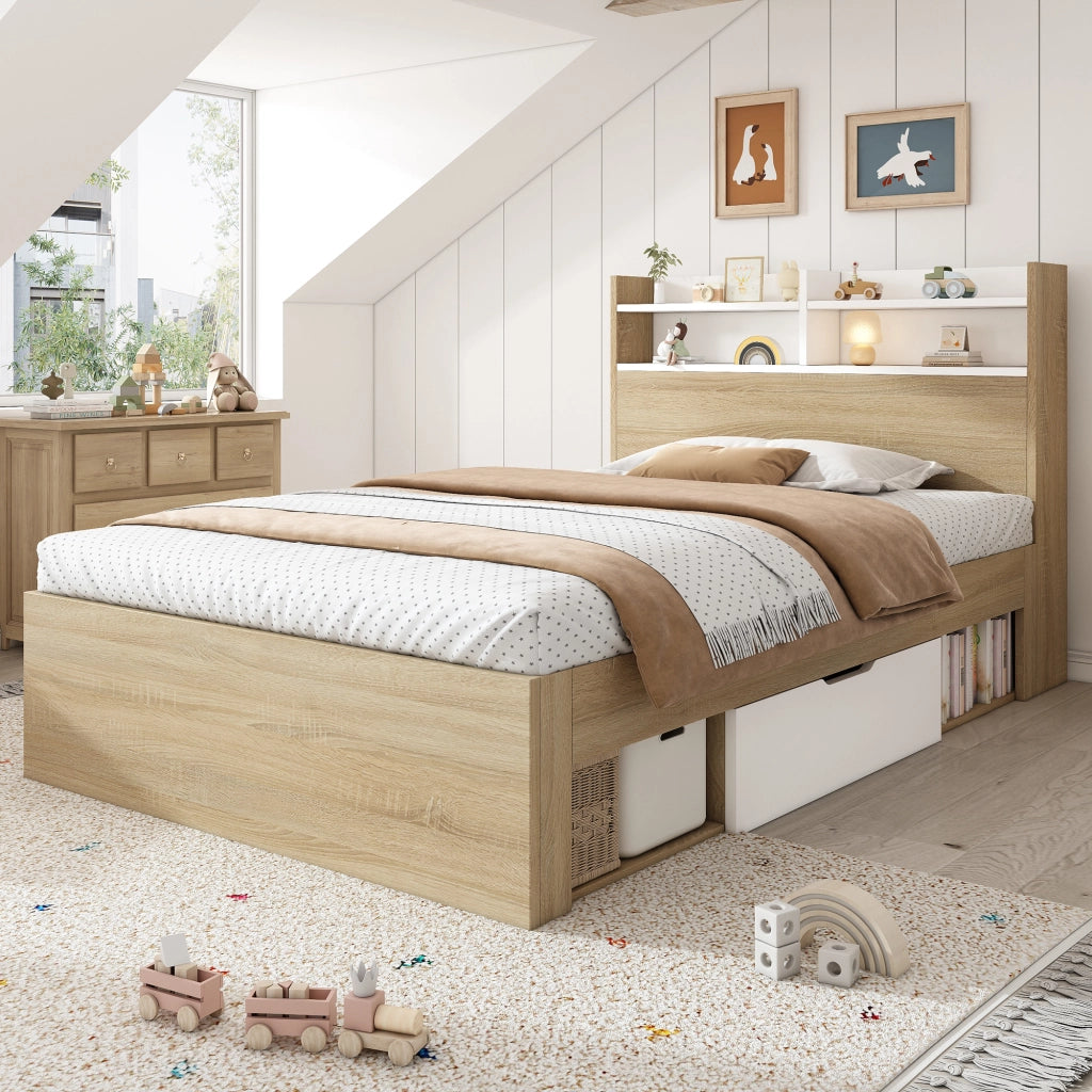 letto singolo legno bianco quercia 90x200 cm