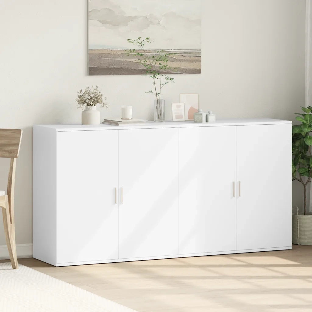 Credenze 2 pz Bianche 79x38x80 cm in Legno Multistrato