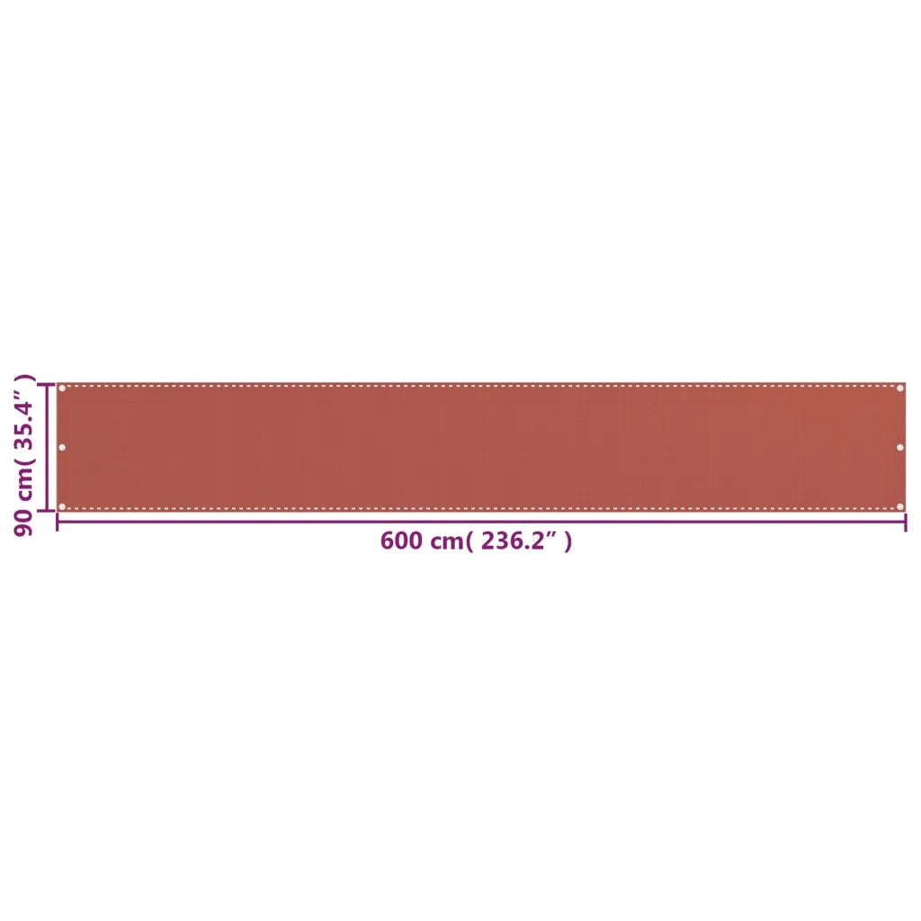 Schermo da balcone | Paravento da Balcone Terracotta 90x600 cm in HDPE