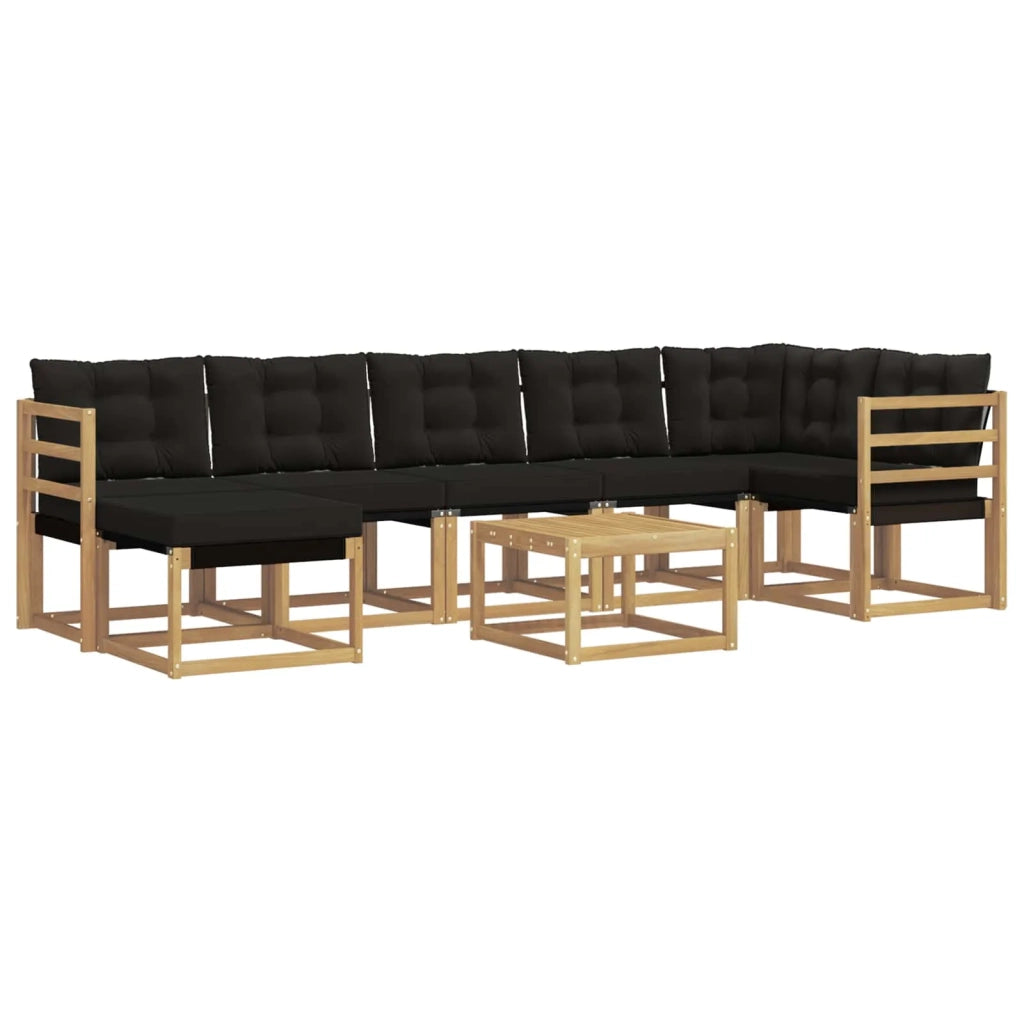 Set di divani da esterno con cuscino 8 pcs Bianco e Nero 3389706