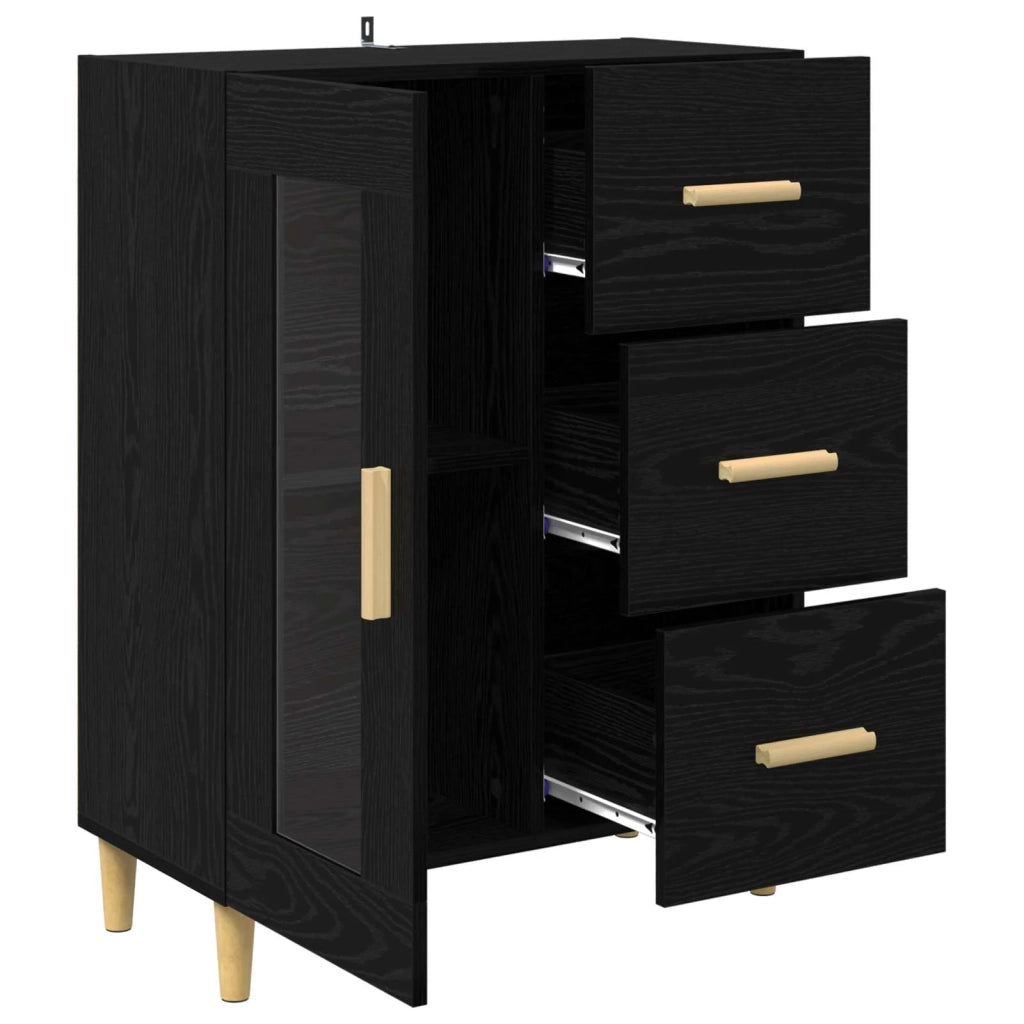 Credenza | Madia | Buffet da pranzo | Armadio da pranzo Rovere Nero 69,5 x 34 x 90 cm Legno multistrato