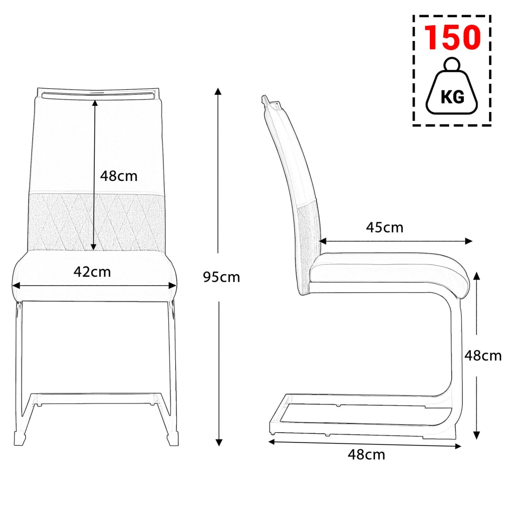 Set di 4 sedie da pranzo ergonomiche nere con schienale imbottito in PU e lino