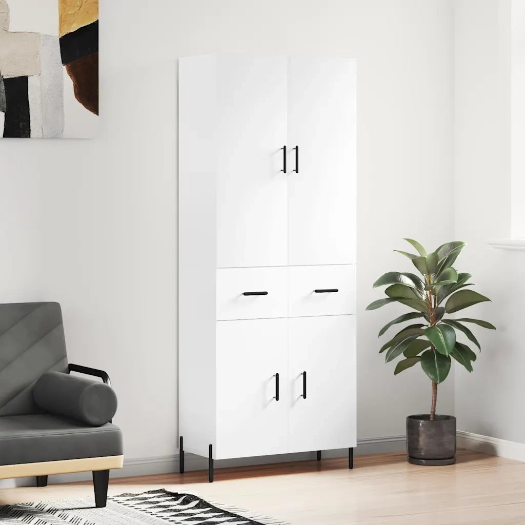 Credenza | Madia | Buffet da pranzo | Armadio da pranzo Bianca 69,5x34x180 cm in Legno Multistrato