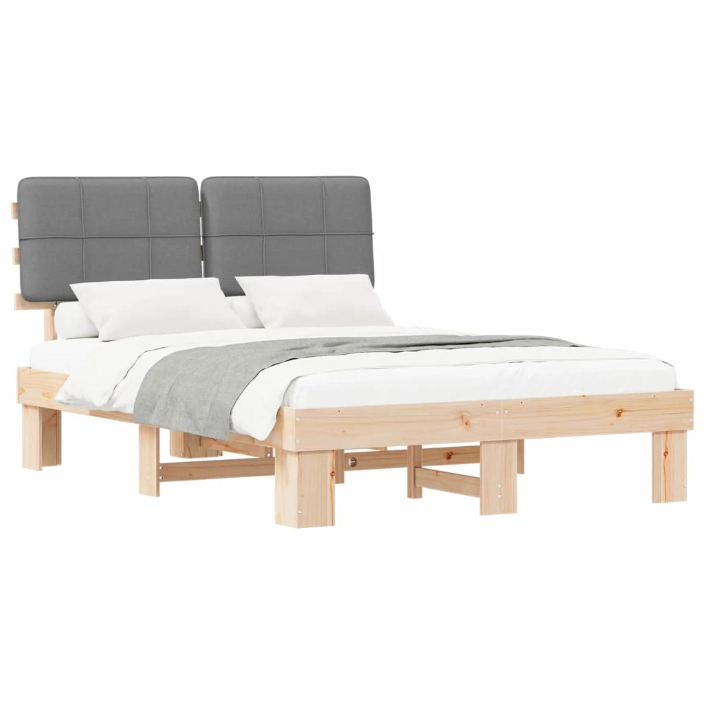 Letto con Testiera Rivestita Grigio chiaro 135 x 190 cm 877429