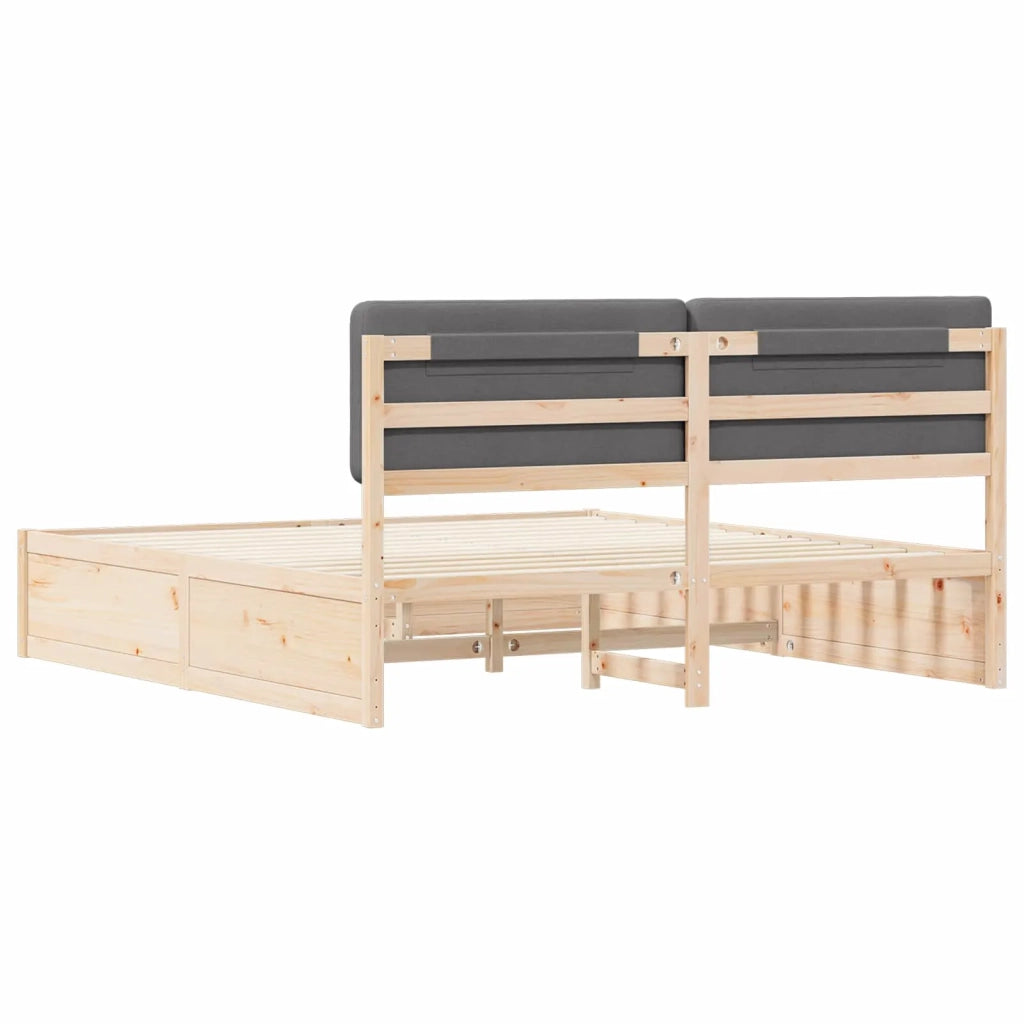 Letto con Testiera Rivestita Grigio scuro 180 x 200 cm
