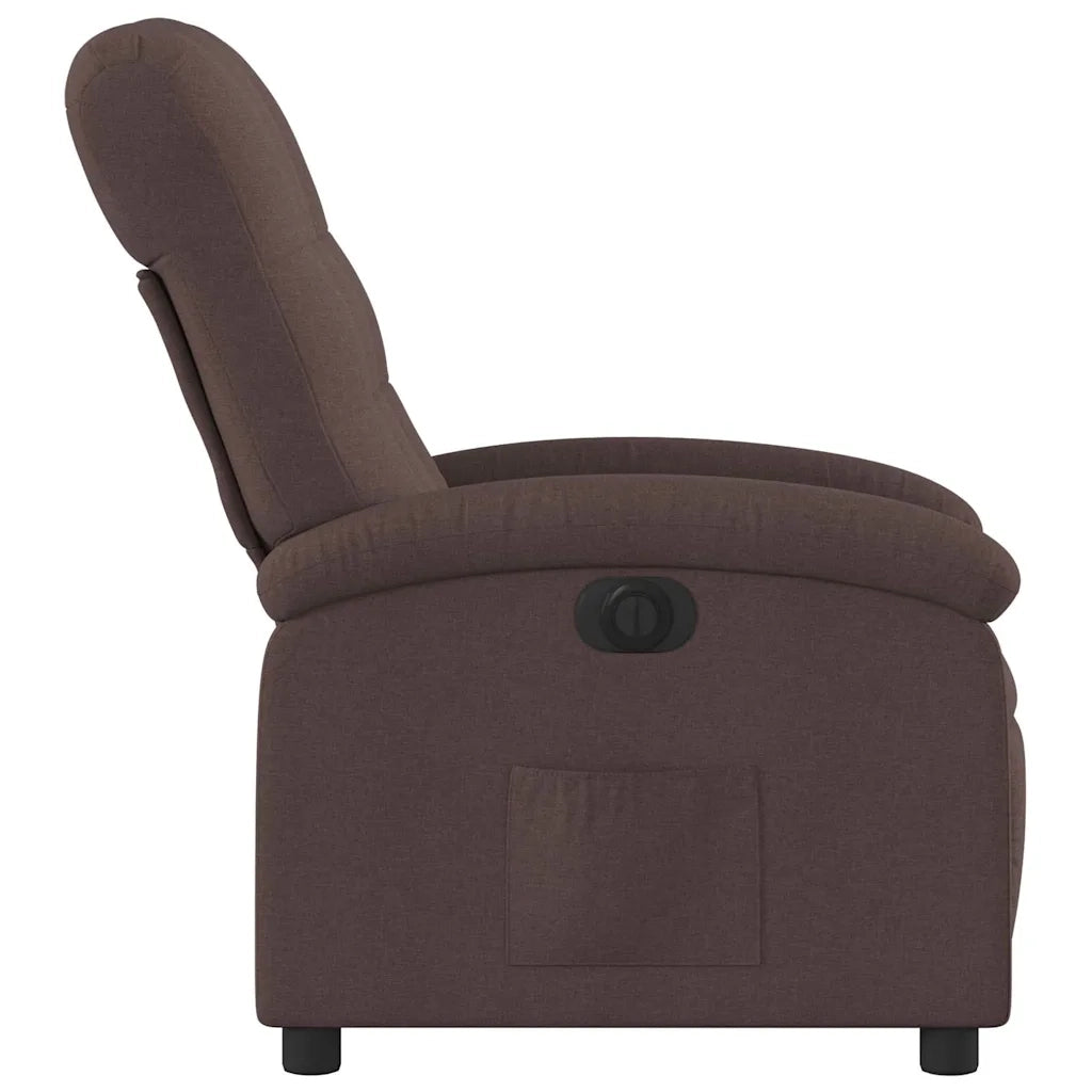 Poltrona | Sedia Relax Elettrica Reclinabile Marrone Scuro in Tessuto