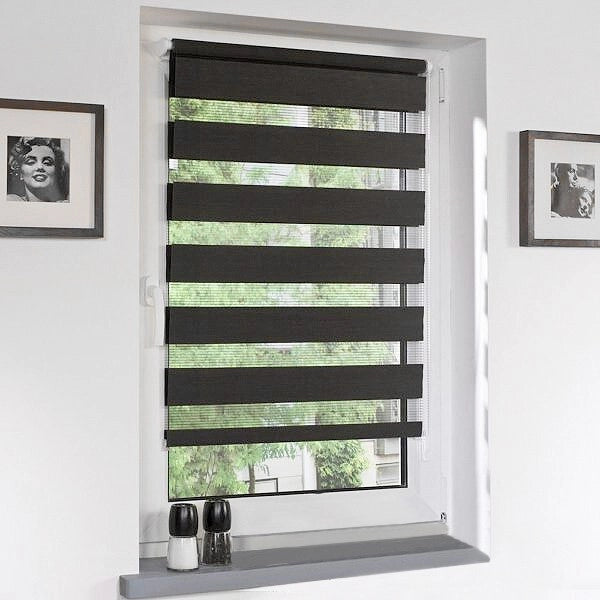 Tenda a Rullo 60x180 Cm Finestra Porta Interno Casa Ufficio Kit Montaggio Parete Telaio No Fori Nero