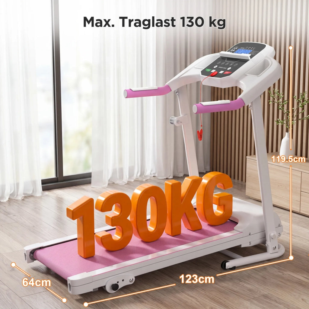 Tapis Roulant Elettrico Pieghevole 2,5 CV con Inclinazione e Maniglie, Compatto per Casa, Portatile, Capacità 120 kg