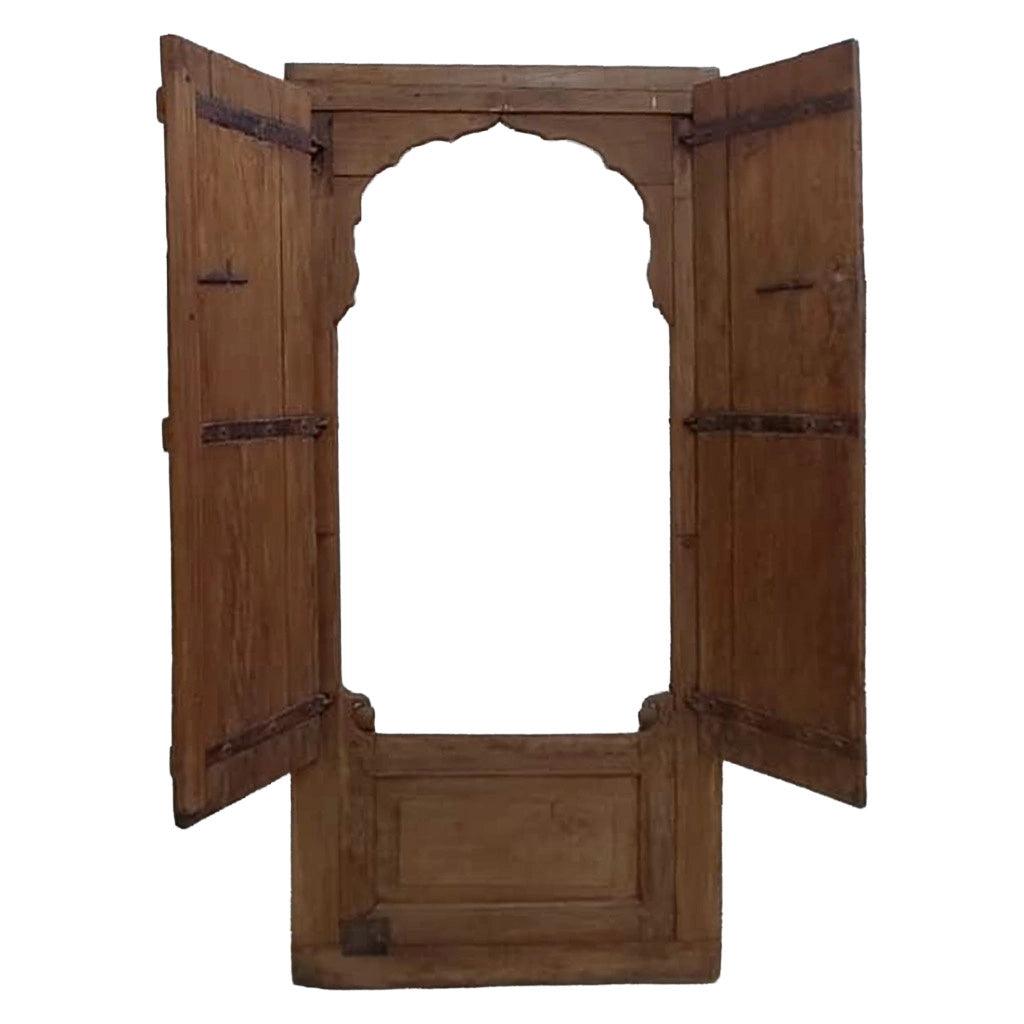 Finestra in legno con finitura artigianale marrone, 78x10x169h cm