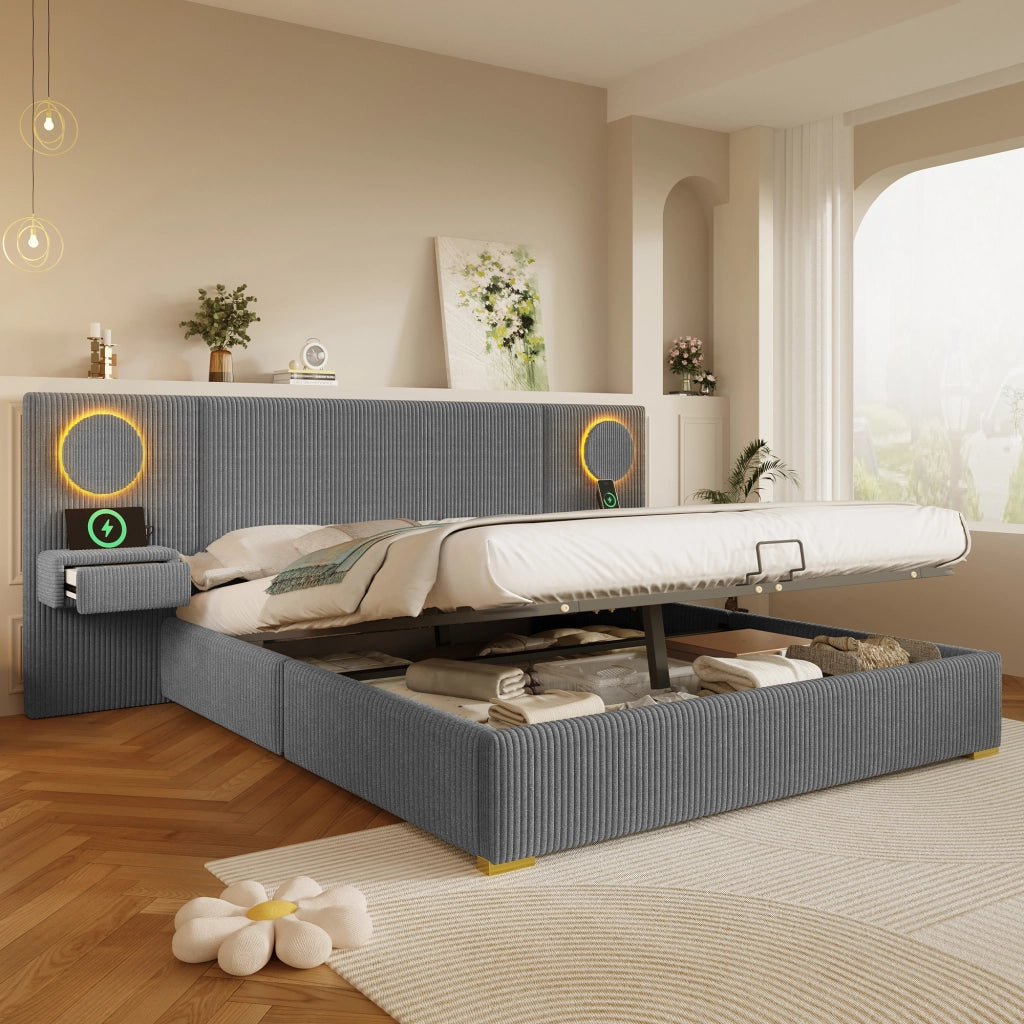 letto imbottito velluto grigio 180 x 200 cm