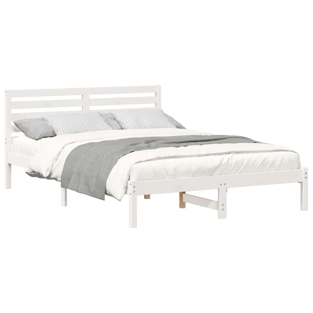 Struttura del letto-Giroletto-Rete del Letto Bianco 140 x 220 cm Pino massello 894943
