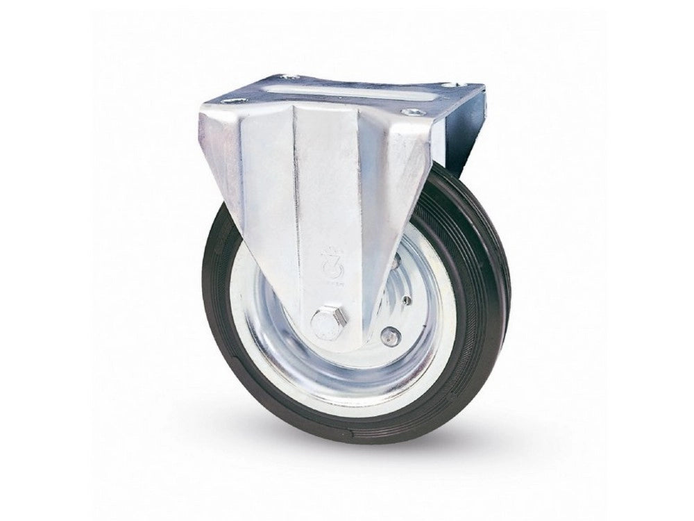 1pz ruota fissa per carrelli art.80a mm.140-piastra mm.100x85 cod:ferx.vit3123