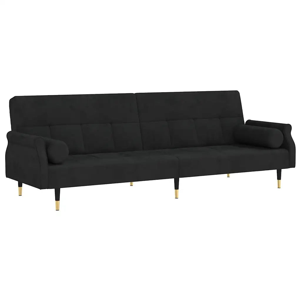 Divano letto | Sof¨¤ letto | Letto singolo con Cuscini Nero in Velluto