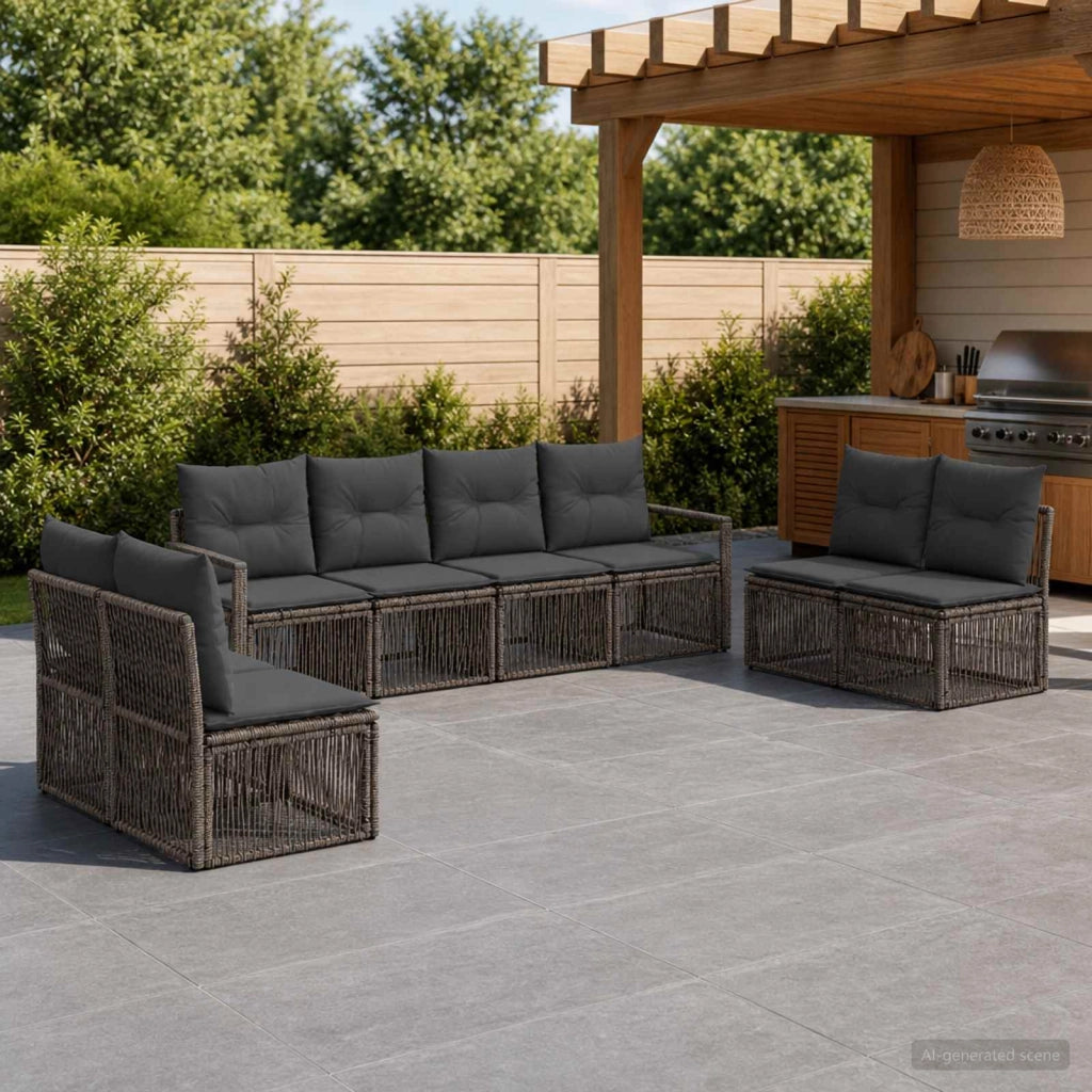 Set Divano da Giardino 8 pz Grigio polyrattan 3435686