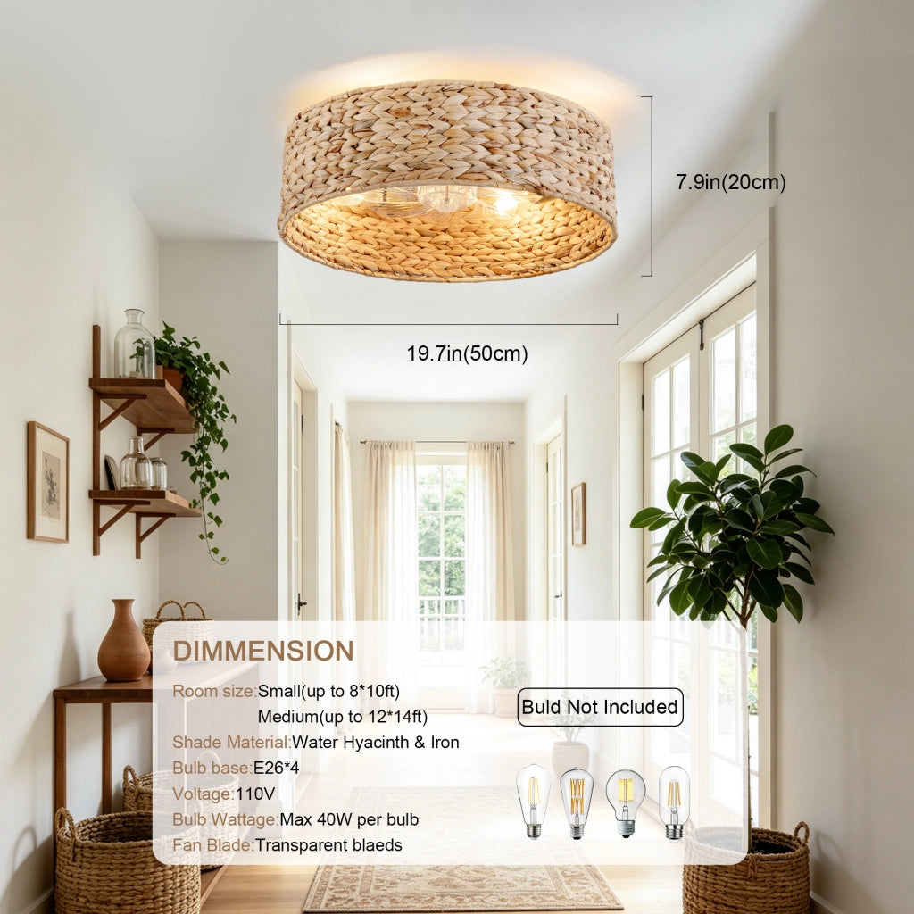 Ventilatore da soffitto con luce 4 portalampada E26 controllo Bluetooth e telecomando 6 velocità rame