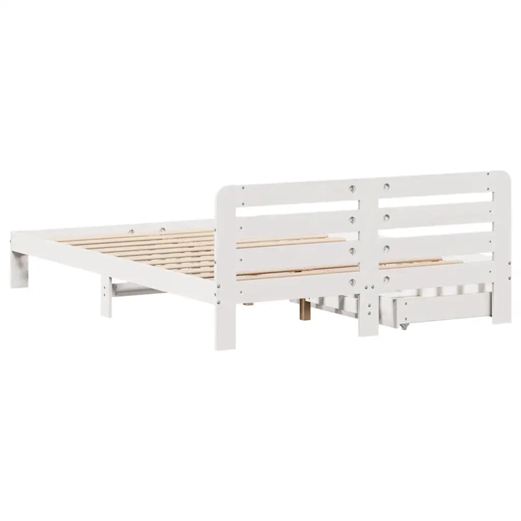 Letto senza Materasso Bianco 135x190 cm Legno Massello di Pino 3309870