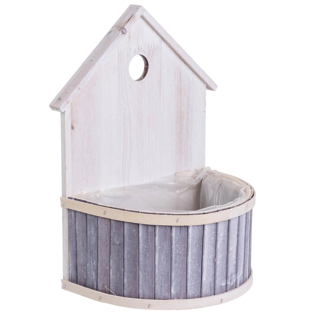 Supporto per fioriera rotondo in bambù grigio 25x15x31/11H cm