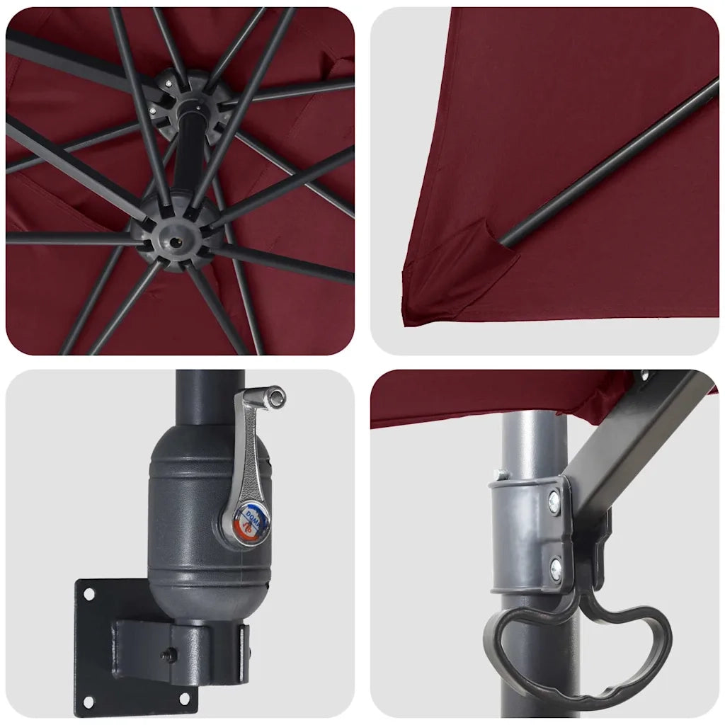 Ombrello | Parasol da giardino Rosso Bordeaux 248,5 x 247,5 x 160 cm