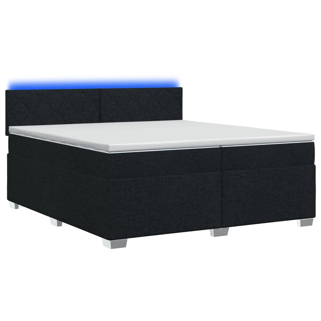 Letto con Box Spring, Materasso e LED Nero 200 x 200 cm Tessuto 3452031