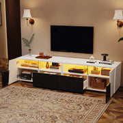 Mobile porta TV 180 cm bianco e nero con illuminazione integrata