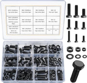 128 pezzi di viti a 6 facce e dadi e anelli di chiusura, viti a 6 facce e dadi M6 M8 M10 in acciaio inox, viti e dadi, macchine per viti a 6 facce e anelli di chiusura (128 neri)