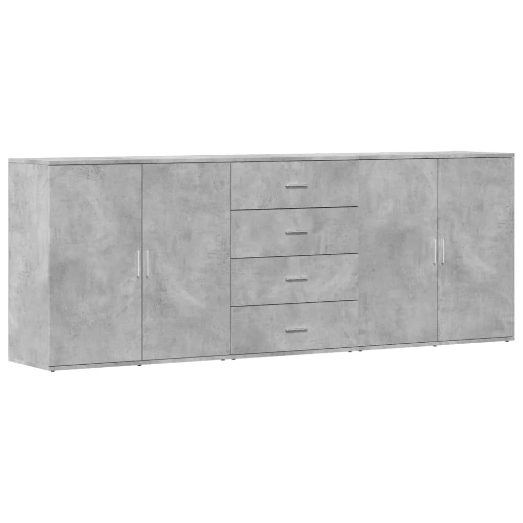 Buffet credenza cassettiera armadio mobile contenitore organizer per cucina soggiorno salotti 3 pezzi legno ingegnerizzato grigio 02_0037138