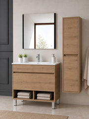 Mobile bagno con piedini con lavabo ORIGENBATH NEBARI con piedini e cassetto con colonna 100x40 cm estepa con colonna